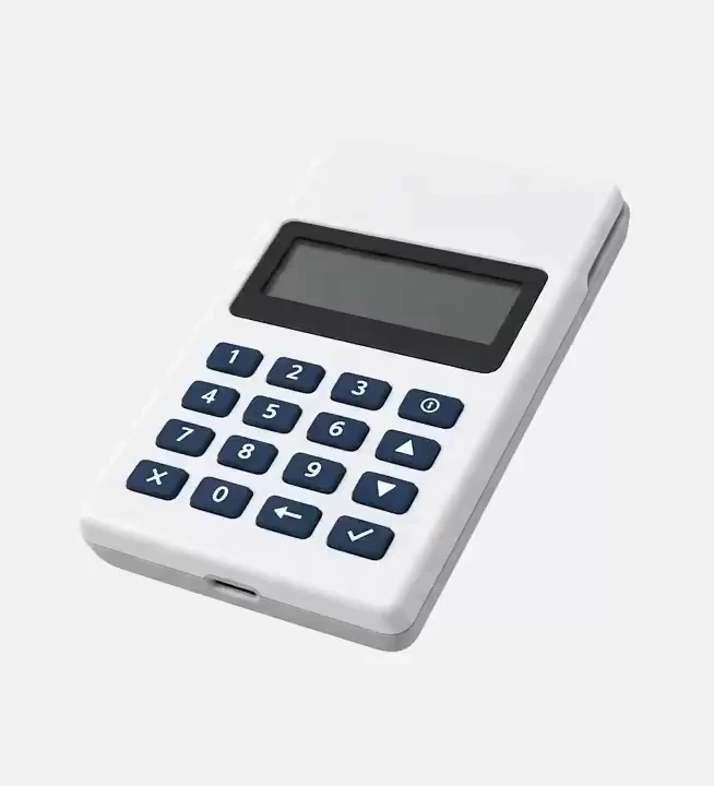 The Payable mPOS keypad, turning to show its display and keys.