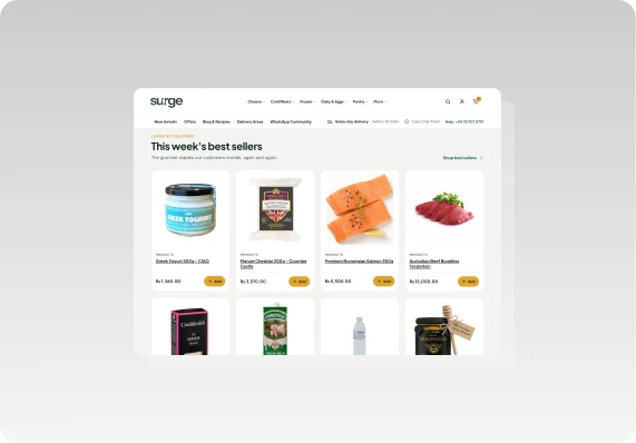 A business website built from a Surge Cloud retail template