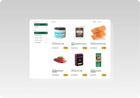 A product catalogue with live stock-driven availability